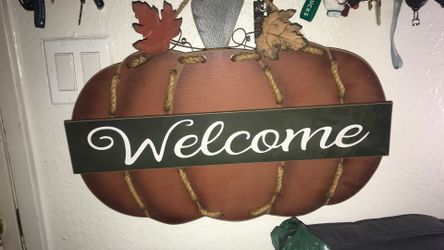 Pumpkin Welcome Sing Wall Decor