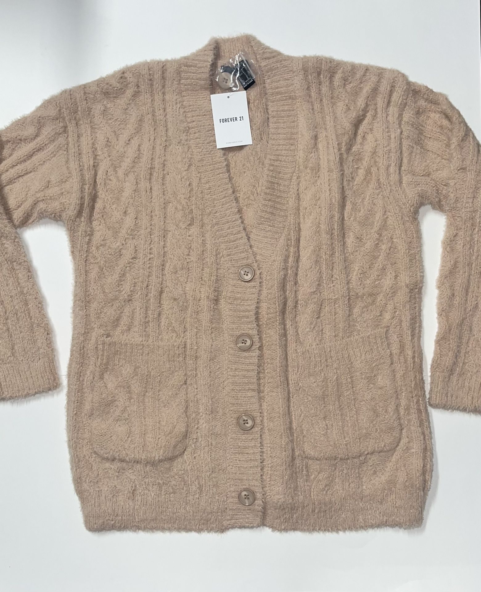 Fuzzy Knit Cardigan Sweater