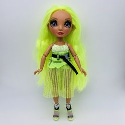 2019 MGA Rainbow High Karma Nichols 11" Fashion Doll Only Neon Green Hair Outfit USED