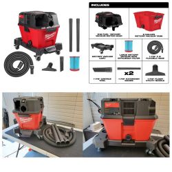 Milwaukee M18 FUEL 6 Gallon Wet / Dry Vacuum / Blower w/ Filter Hose and Accessories 0910-20