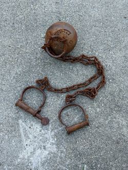 Antique Alcatraz Ball and Chain Shackles