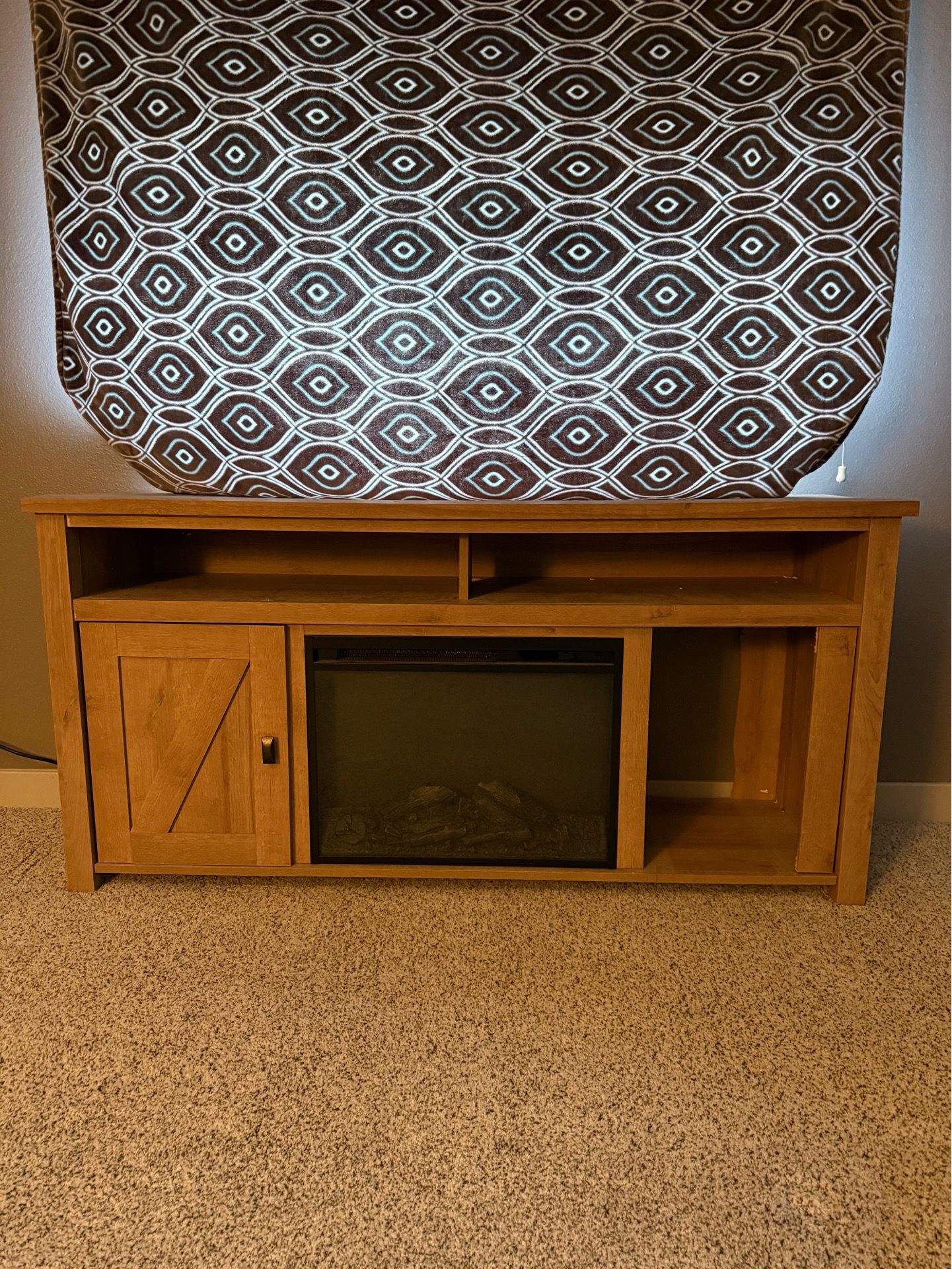 TV Stand / Media Console with Electric Fireplace Insert | Heats Room | 60” Wide
