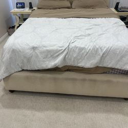 Upholstered queen bed frame