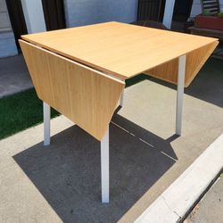 Drop-Leaf Kitchen Table - Ikea Bamboo-top White Leg