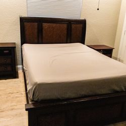 Bed Frame, Mattress, And Nightstand For Sale