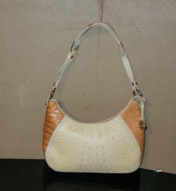 VINTAGE TWO TONE BRAHMIN LEATHER SHOULDER BAG