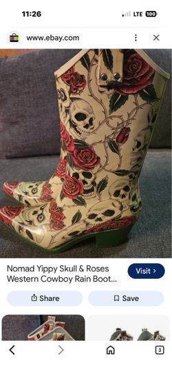 Skull & Roses Western Cowboy Rain Boots