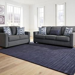ASHLEY - KIESSEL NUVELLA STEEL SOFA & LOVESEAT LIVING ROOM SET EASY FINANCING