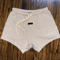 Fear of God Essentials Oatmeal Heather Grey FOG LOGO Sweat Shorts Sz Small