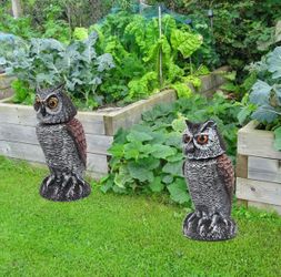 š„š„š„ 2 Pack Fake Owl Decoys to Scare Birds Away - Rotating Head