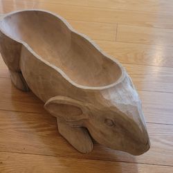 Hand carved bunny bowl