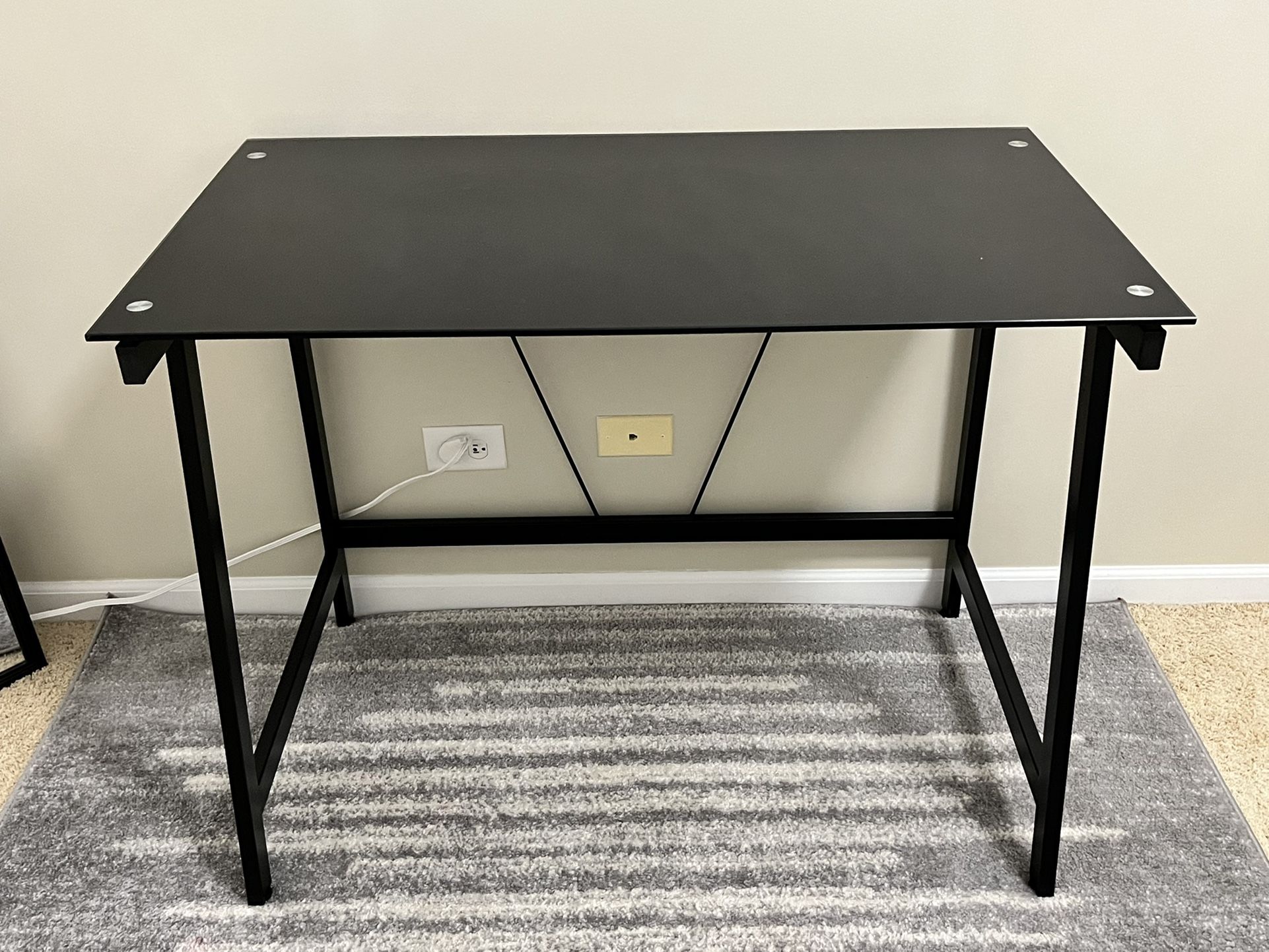 Computer Desk / Writing Desk Black Glass And Steel