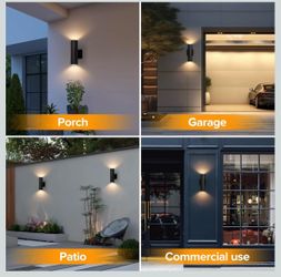 120V AC/LED Outdoor Wall Lights, set of 2, Aluminum Matte Black Cylinder Wall Sconces, For Porch Entryway Yard