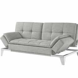 Futon Sofa With Power Outlets On The Side Fabric Top 