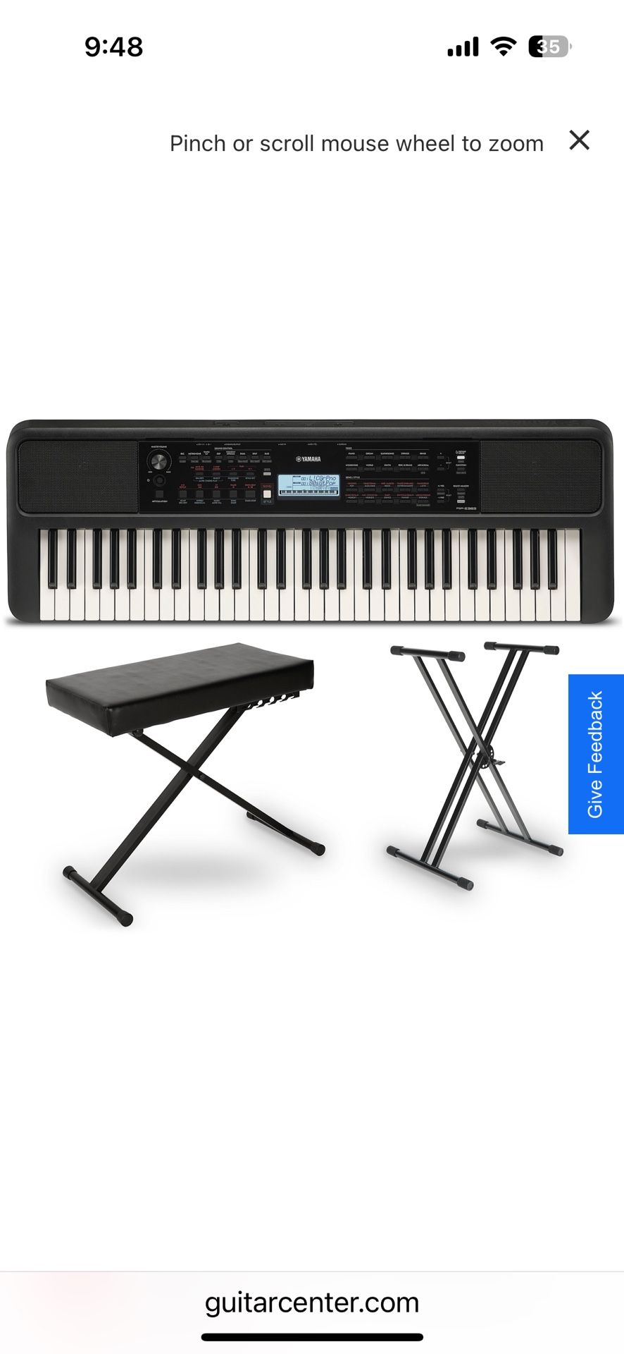 Yamaha PSRE383 61-Key Portable Keyboard Essentials Bundle