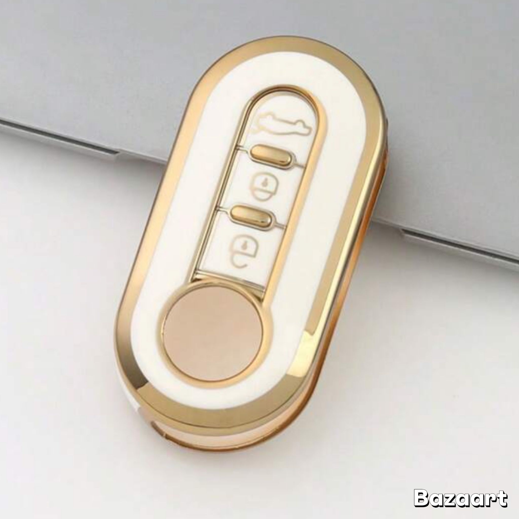 1 Piece Cream Fiat 500 Key Fob Cover
