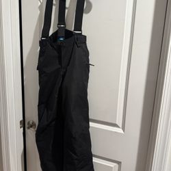 Kids Black Snow Pants Suspender Jumpsuit Size S/7