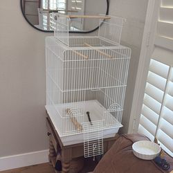 Large Open- Option Bird Cage With 3 Extra Custom Perches