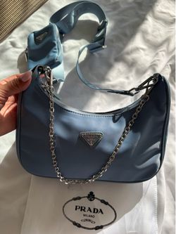 Blue nylon crossbody purse