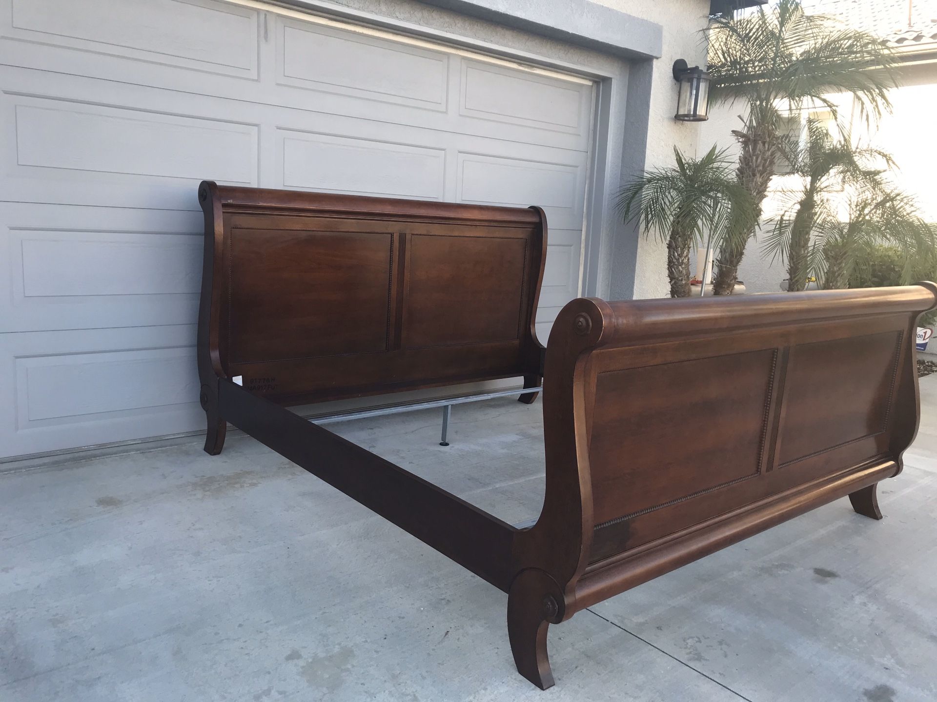 King size sleigh bed frame. Real wood.
