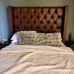 Tufted queen bed frame and adjustable base