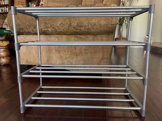 Gray plastic shoe rack