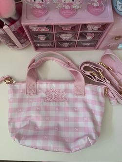 PINK × LoveShackFancy Mini Tote Bag Iconic Gingham Crossbody Pink & White Check