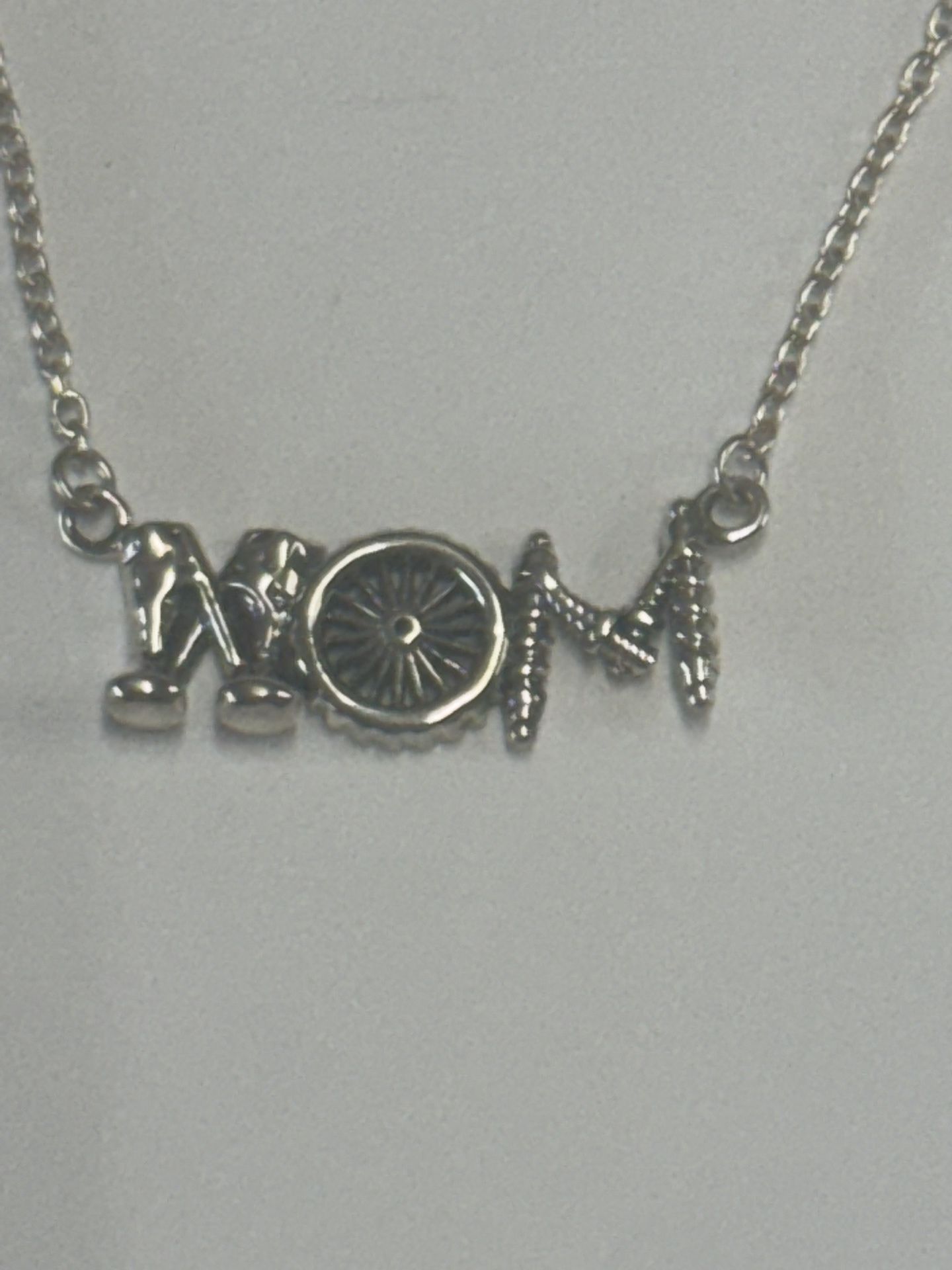 Sterling Silver 925 LOVE Motocross Motorcycle Mom Necklace