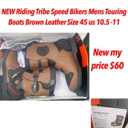 NEW in box Riding Tribe Speed Bikers Mens Touring Boots Brown Leather Size 42 US is 10.5-11 Mens $60