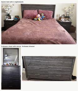 Queen Bedroom Set – Bed, Nightstands, Dresser & Chest
