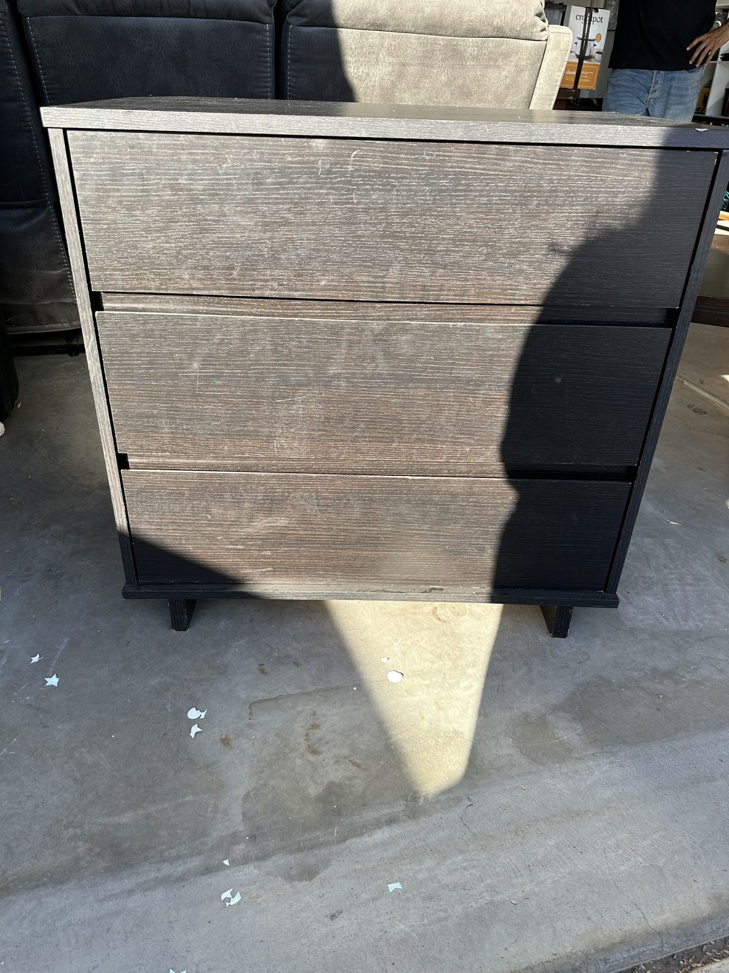 Black three-drawer Dresser