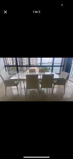 Modern White Dining Table with Glass Legs ✨