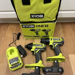 RYOBI ONE+ 18V Cordless 2-Tool Combo Kit with Drill/Driver, Impact Driver, (2) 1.5 Ah Batteries, and Charger