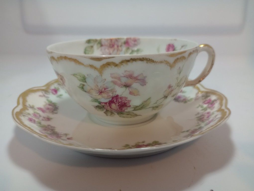 France Haviland & Co. Limoges Made For SCHRADER CHINA Indiana Tea Cup Saucer