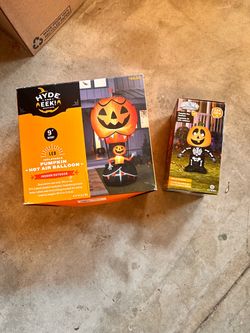 Halloween Hot Air Balloon and Skelton Pumpkin Head