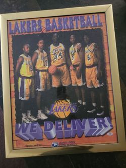 Framed LA Lakers Signed Basketball Poster