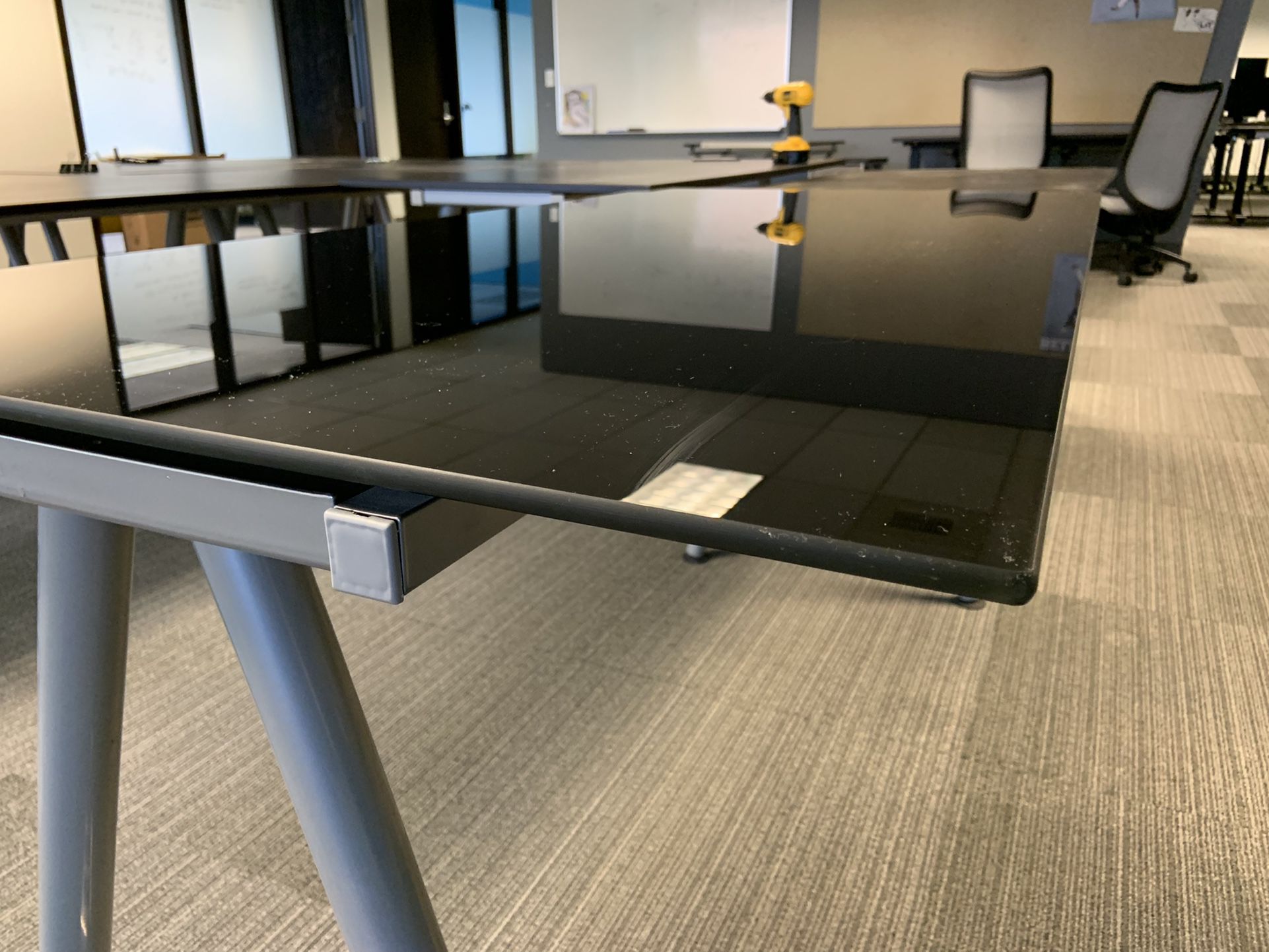 2 IKEA Galant Desk - Black Glass Top