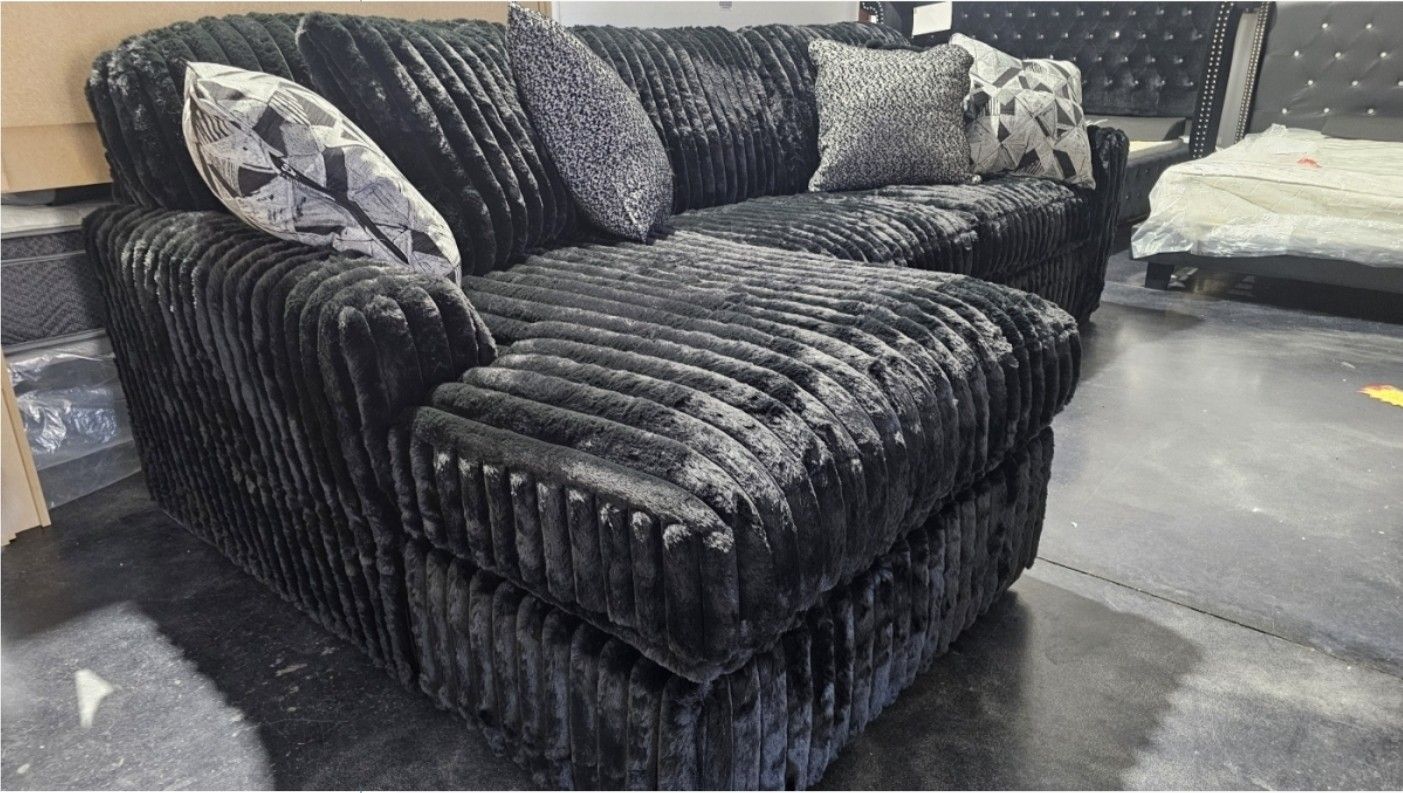 New Black Midnight Chaise Sectional