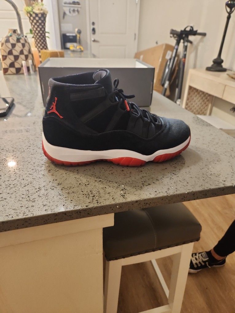 Air Jordan 11 Retro Black Suade And Red