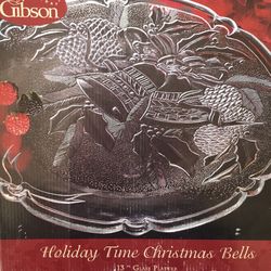 13 Inch glass Christmas dish