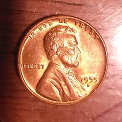 1955-S Lincoln Cent Lustrous Red AU Condition