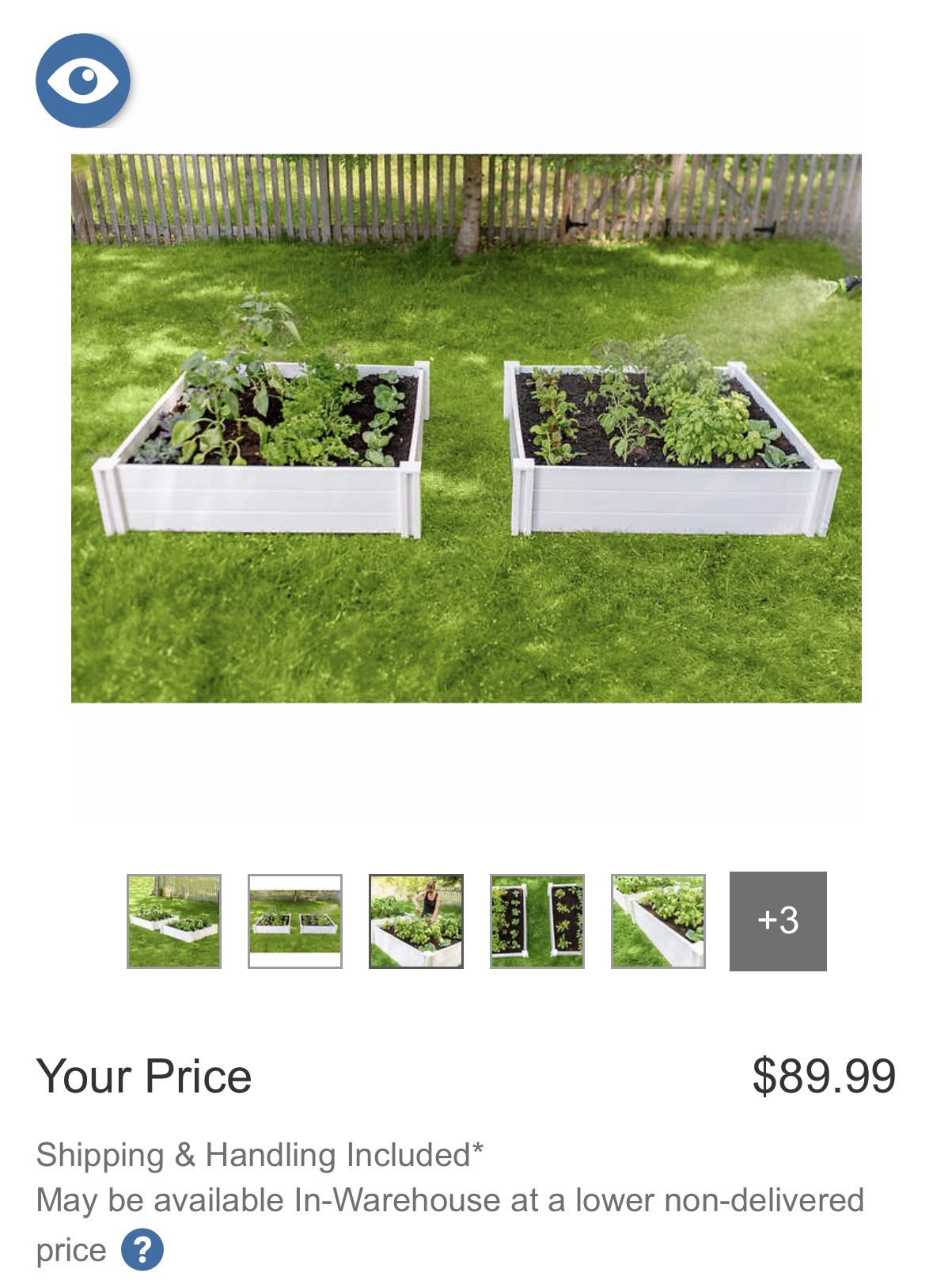 USED- Vita White Vinyl Raised Garden Bed, 2-pack
