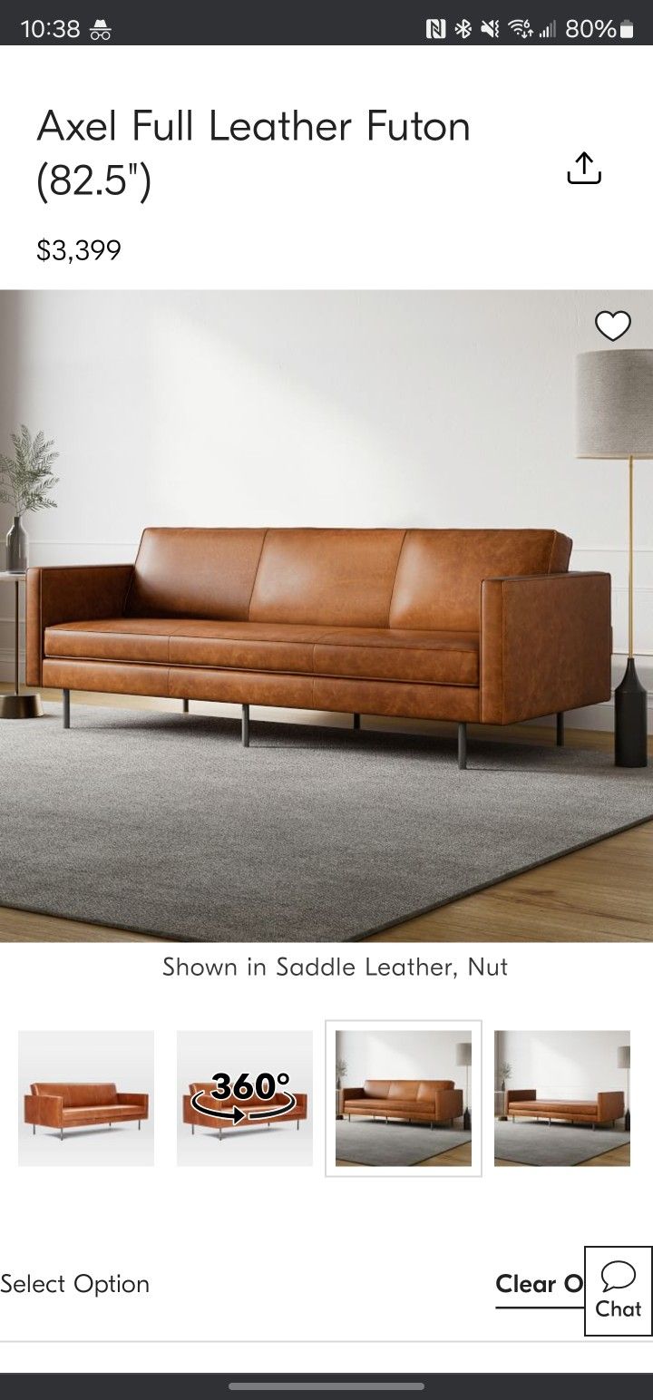 Axel Leather Futon By Wesy Elm