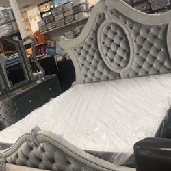 Grey Queen Size Bed Frame 