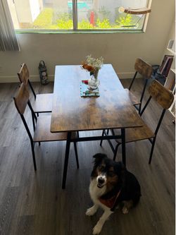 Dining table with 4 chairs and bench