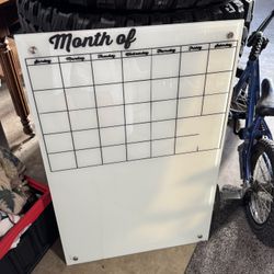 Glass Whiteboard with Magnets & Removable Calendar Decal 