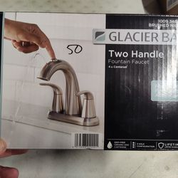 Glacier Bay 4" Centerset Bathroom Sink Faucet With Fountain In Brushed Nickel