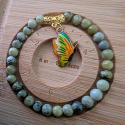 6mm Yellow Tuquoise Butterfly Bracelet