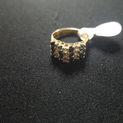 14k Yellow Gold Womens Diamond & Sapphire Ring 