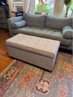 Shelton Tufted Top Storage Ottoman - Gray - Threshold™